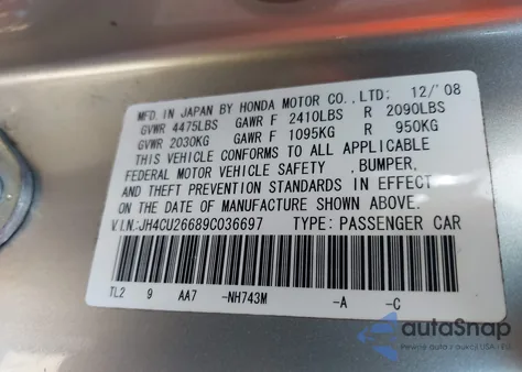 2009 Acura Tsx z USA, uszkodzony, nr VIN JH4CU26689C036697